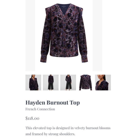 NEW French Connection Indigo Hayden Burnout Top Size 8 Women’s Medium - Picture 4 of 13